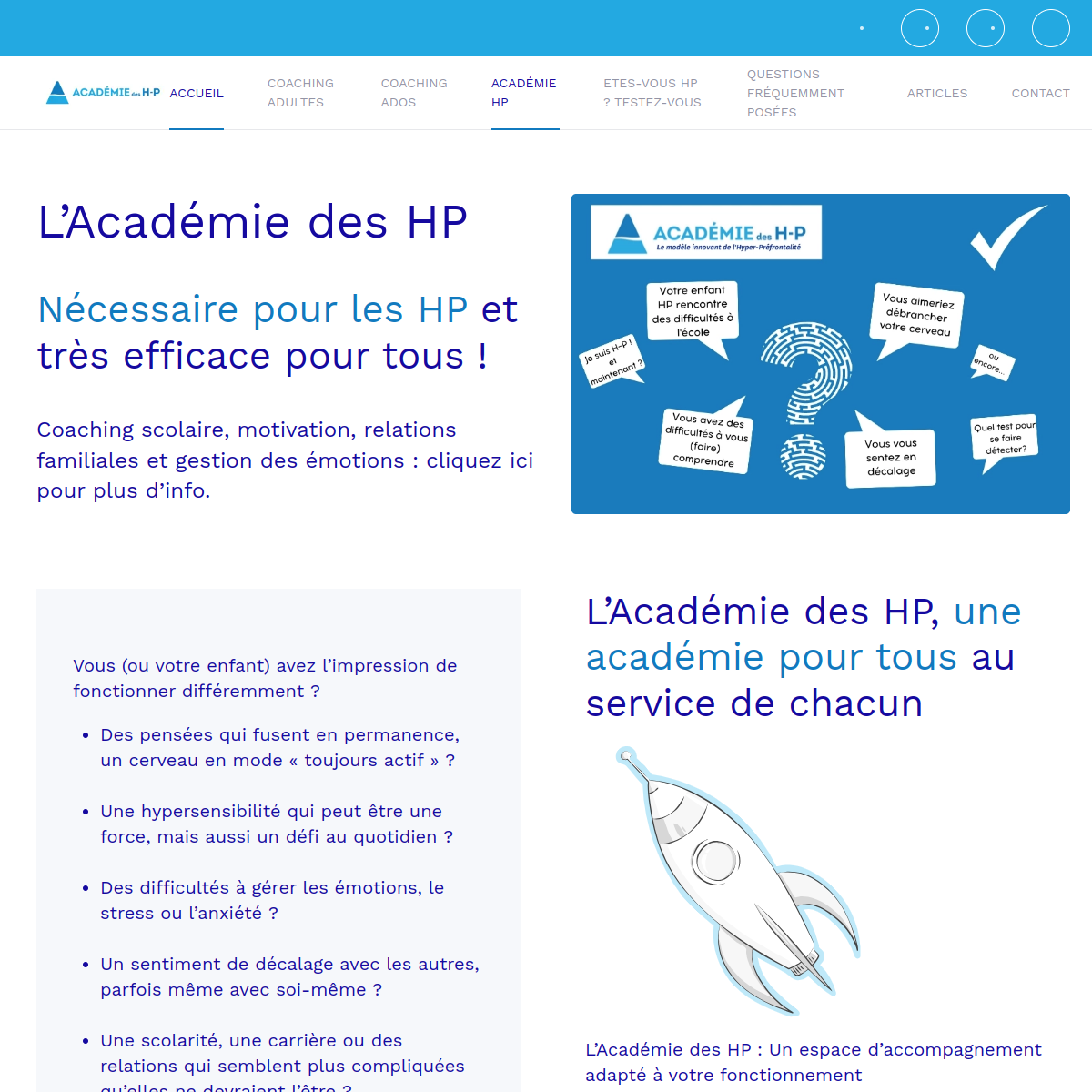 Aperçu du site Académie des HP