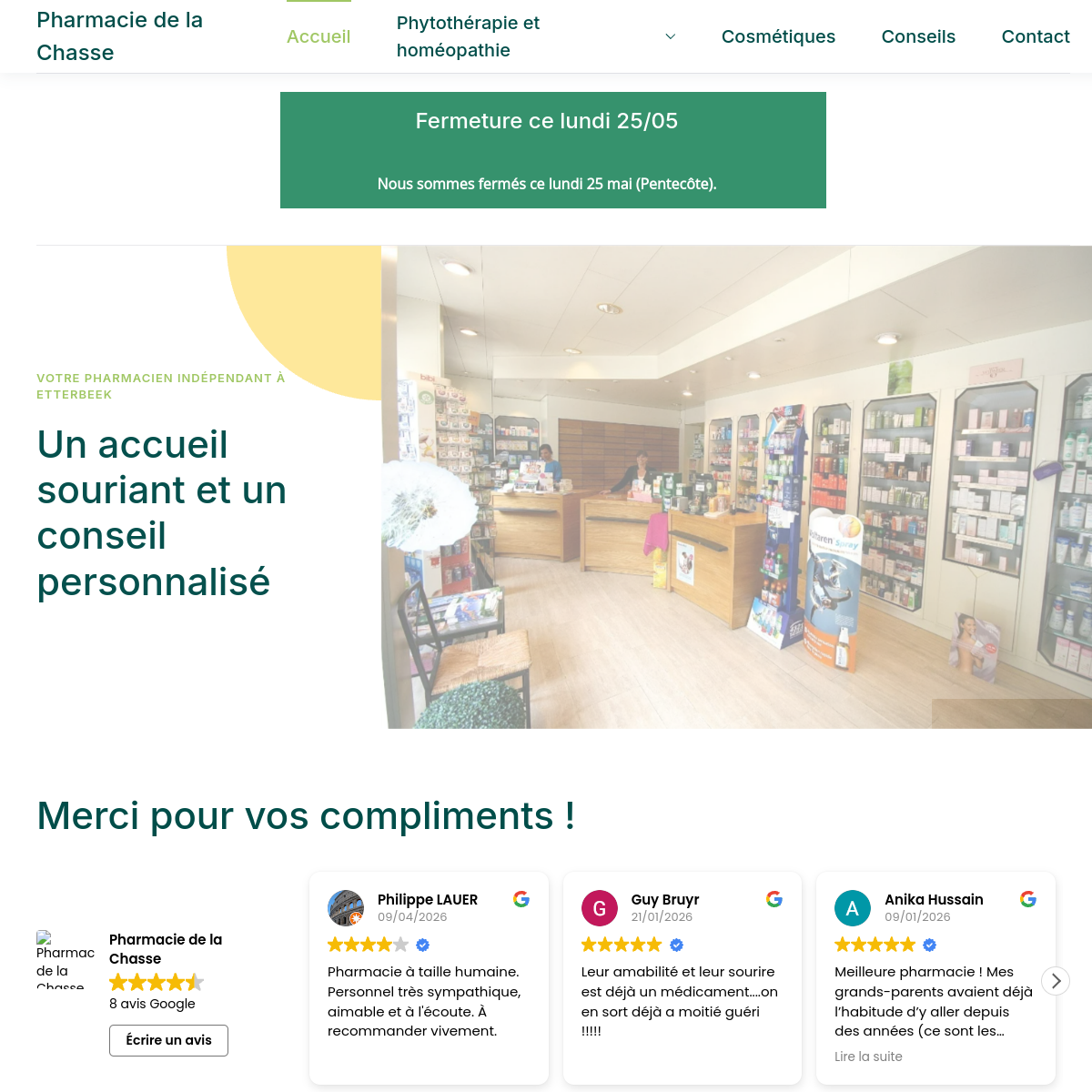 Aperçu du site Pharmacie de la chasse
